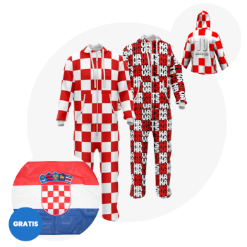 navijački nogometni paket u kojem se nalaze dva udobna i mekana kombinezona sa dizajnom hrvatske šahovnice